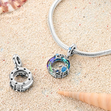 100% 925 Sterling Silver Blue Crystal Life Tree Angel Star Moon Pendants Charms Fit Qikaola 925 Original Bracelets DIY Jewelry
