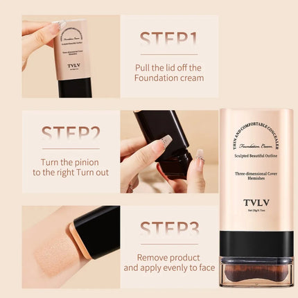 TVLV eraser foundation make-up stick 20g,with brush to brighten skin liquid foundation,non-marking,long-lasting makeup concealer