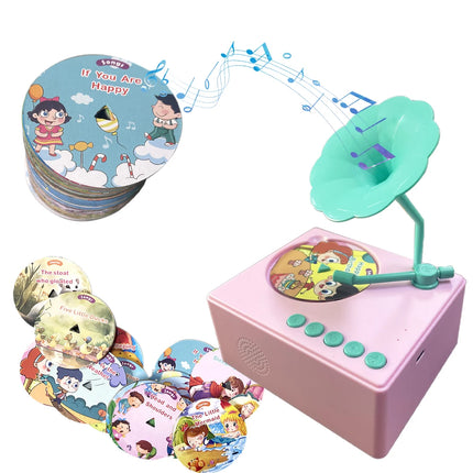 Phonograph Story Music Player with 96 Cards-Children's Educational Party Birthday Xmas Gifts