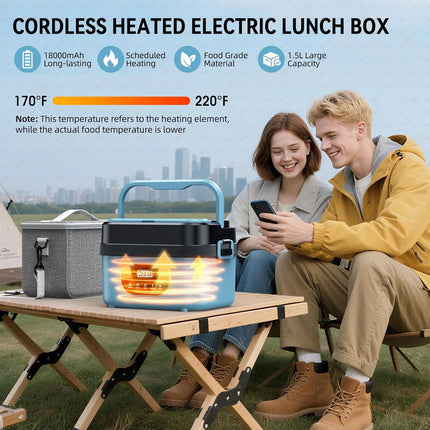 Gison Electric Heated Lunch Box Food Warmer 1.5L 60W Outdoor Camping Bento Picnic Portable Food Heater CarHome Leak Proof Heated