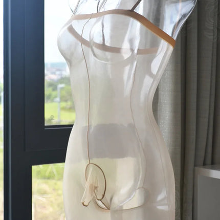 Sexy Men COCK Ring Sheer Shiny Bodysuit Open Crotch Gloosy Sexy Tight Body Stockings Bandage Bodyhouse Gay Wear Plus Size 22