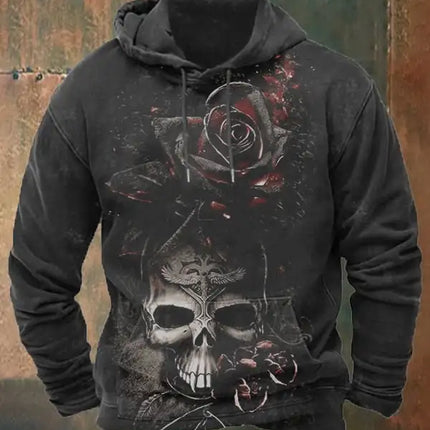 Halloween Men's Hoodie Skull 3D Print Outdoor Hooded Autumn Casual Prints Front Pocket Hoodies Fall Designer Hoodies Sweatshirt