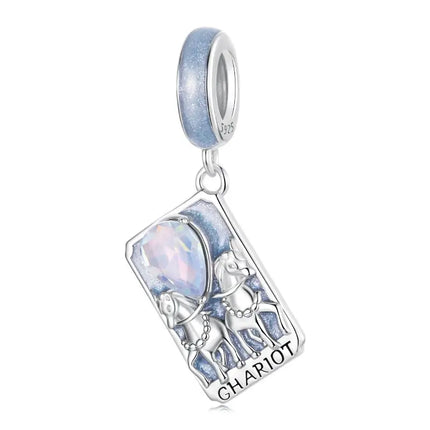 WOSTU 925 Sterling Silver Colorful Tarot Cards Charm Pendent Magic Star Moon Sun Lover Bead Fit DIY Bracelet Necklace Women Gift