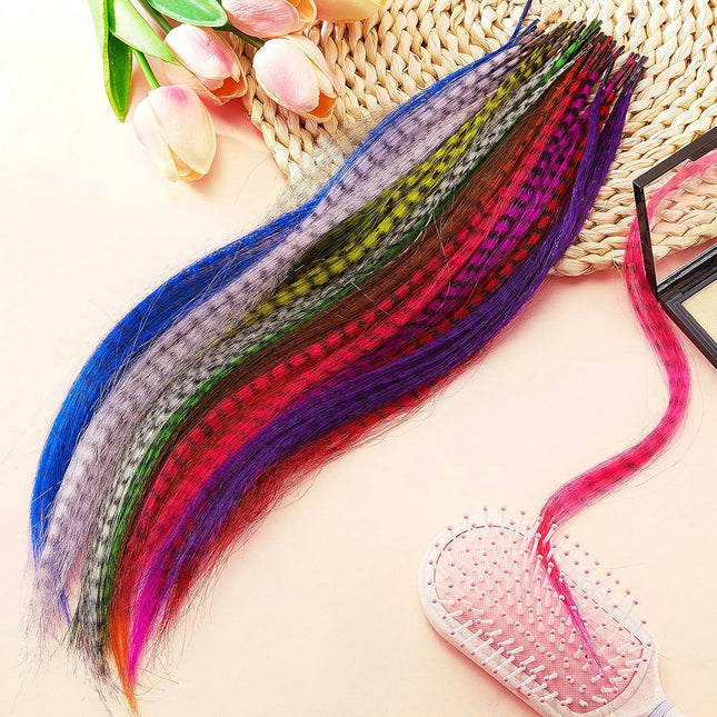 50Roots 16 Inch I-Tip Colorful Feather Hair Extension, Straight Synthetic Fiber,For carnival Music Festival,Christmas party