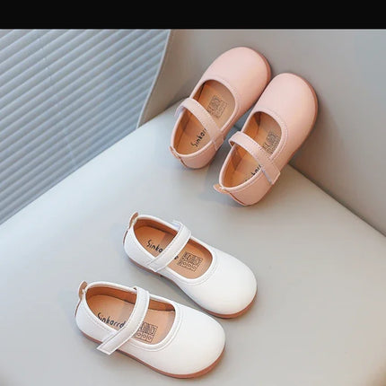 Girls Simple Leather Flat Shoes Fashion Princess Sweet Kids Flats Children Mary Janes for Wedding Party Classic Style Elegant