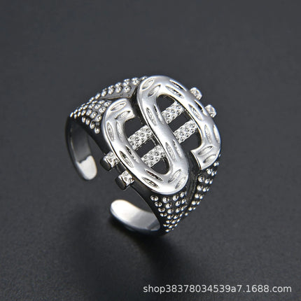 Hot selling  trendy exaggerated hip-hop dollar sign ring personalized design simple and versatile classic and chic ring