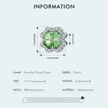 Bamoer 925 Sterling Silver Green Transparent Clover Beads The Tree of Life Family Pendant Plant Charms for Women Necklace DIY