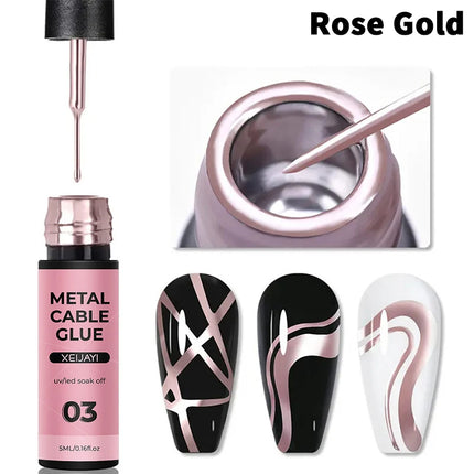 5ml Super Bright Silver Metallic Painting Liner Gel Nail Polish Drawing Stripe Graffiti Mirror Pull Line UV Gel Varnish