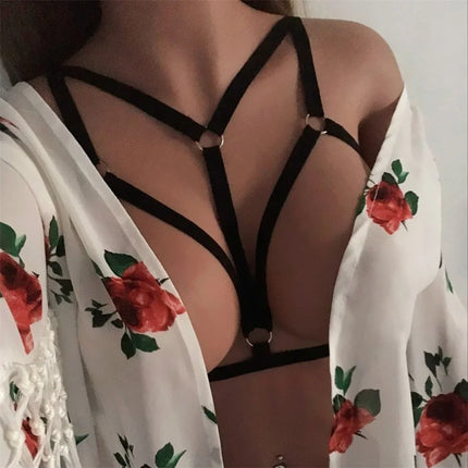 Sexy Body Harness Women Black Harajuku Neck Harness Cage Bra Fetish Lingerie Adjustable Bondage Harness Belt Gothic Body Cage