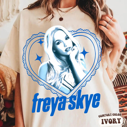 Retro Freya Skye Print T-shirt Descendants Zombies Worlds Collide Tour The Rise of Red Tee Oversized Y2k Women Men Short Sleeves