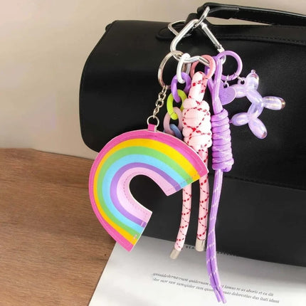 Funny Elegant Starfish Tassel Keychain Alloy Leopard Print Leather Tulip Pendants Cartoon Frog Beaded Bag Pendant Party