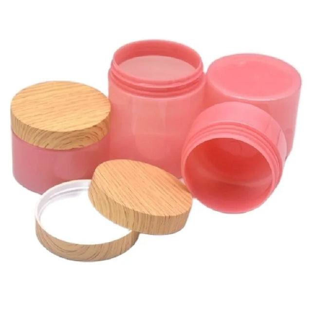 25pcs/lot Empty 100-250g Eye/Face Cream Jar Facial Mask Plastic Makeup Container Lotion Cosmetic Bottle With Imitation Wood Lid