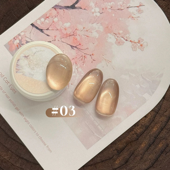 10ML 1-8PCS 2026 New Nude Pink Glass Bead Gel Nail Polish Gold Light Magnet Nude Cat Eye Gel Polish Cute Nails Nail Supplies