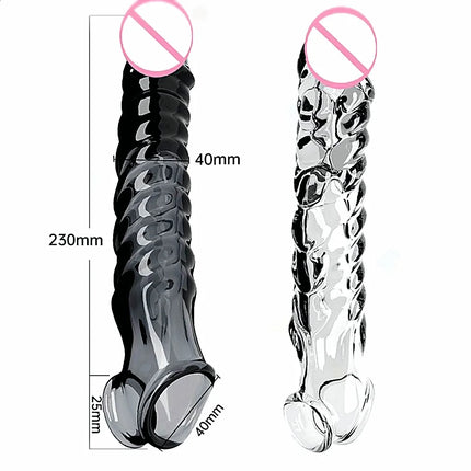 Penis Sleeve Extensions Condom Male Enlargement Delay Vibrators For Men Flexible Glans Penis Enlarger Extender Delay Ejaculation