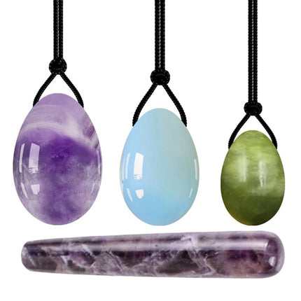 3/4PCS Jade Egg Mix Yoni Egg Set Natural Jade Eggs Women Kegel Exerciser Yoni Wand Jade Massager Vaginal Muscles Tightening Ball