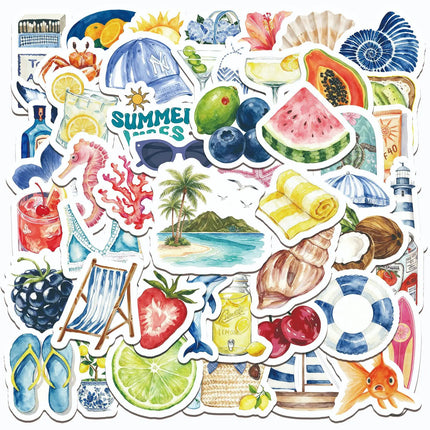 50Pcs Summer Beach INS Style Graffiti Stickers Decoration Luggage Phone Guitar Scraphbook Waterproof Sticker Kid Toys Party Gift