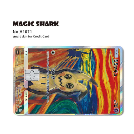 Magic Shark Mew Charizard EX Eevee Gengar Pikachu TCG Card Holographic Laser Skin Film Sticker for Bank Credit Card