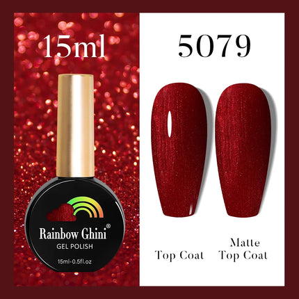 Rainbow Ghini 37Color Base Coat TPO/HEMA Free 15ml Fine Glitter Gel Polish For Manicure Nails Semipermanent Art Nail Supplies