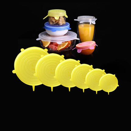 6PCS Silicone Stretch Lids Multifunctional Retractable Fresh-keeping Food Bowl Covers Reusable Saving Covers for Kitchen