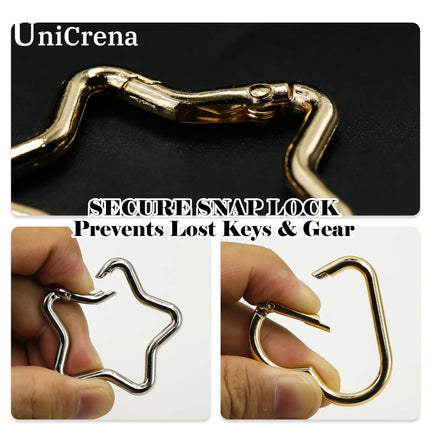UniCrena Heart Carabiner Clip 4Pcs Spring Snap Hook Carabiner Keychain Ring Clip for Backpack Keys Travel Camping, Bulk Supplies