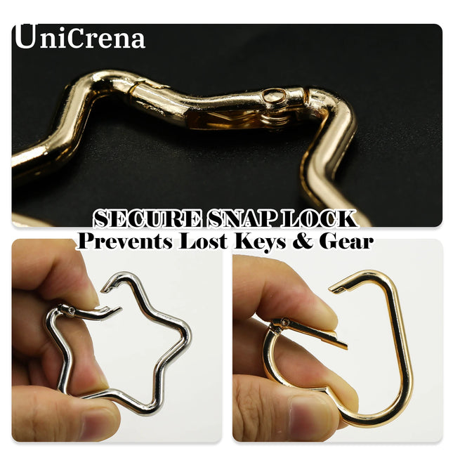 UniCrena Heart Carabiner Clip 4Pcs Spring Snap Hook Carabiner Keychain Ring Clip for Backpack Keys Travel Camping, Bulk Supplies