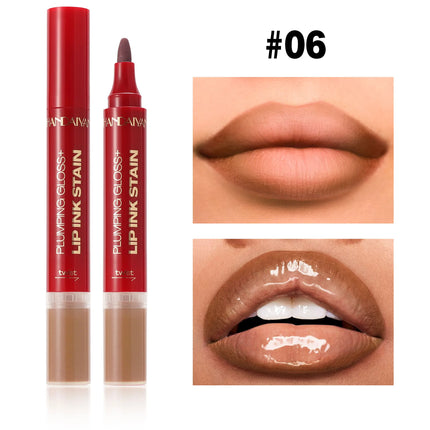 Lip Pencil Liquid Liner Double Head 2in1 Waterproof Tint Nude Oil Plump Gloss Mirror Lasting Moisturizing