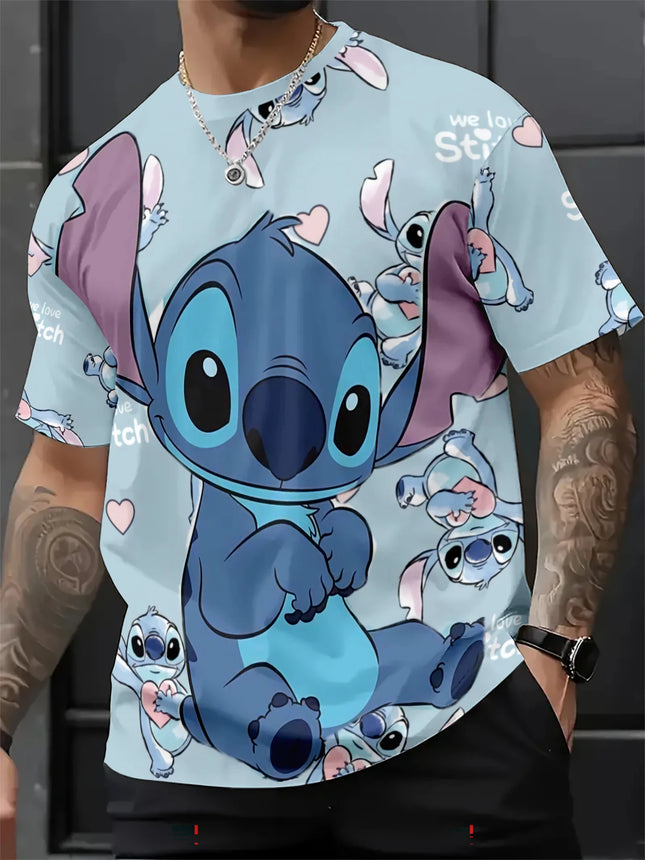 Disney Lilo & Stitch 3D Print T-shirt Men Women Casual Short Sleeve Crew Neck Summer Tee