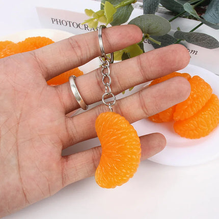 New Simulation Orange Petal Fruit Model Key Chain Creative Backpack Hanging Accessories Key Ring Party Gift