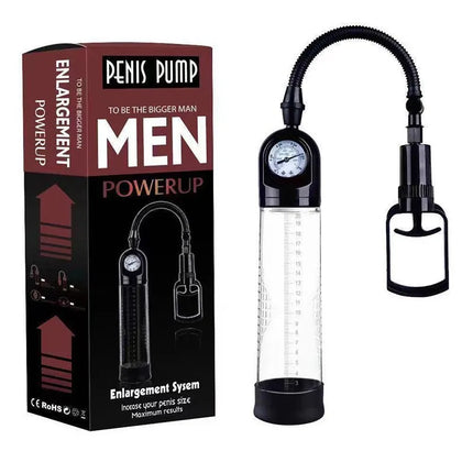 Effective Penis Pump for Men Enlargement Vacuum Dick Extender with Pressure Gauge Realistic Vaginal Sleeve 3 Silicone Inserts