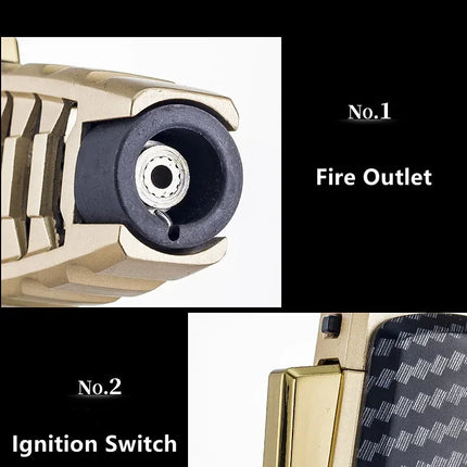 JOBON Metal Outdoor Windproof Turbine Torch Strong Fire Power Blue Flame Straight Butane Gas Lighter Gas Kitchen BBQ Welding