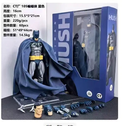 New CT Toys Batman Hush Blue Version Mafex 105 Bat Man Black Version Dc Anime Action Figure Figurine Model Statue Gifts Toys