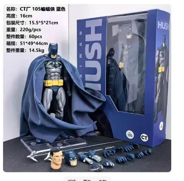 New CT Toys Batman Hush Blue Version Mafex 105 Bat Man Black Version Dc Anime Action Figure Figurine Model Statue Gifts Toys
