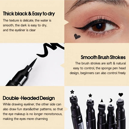 1PC 2-in-1 Waterproof Eyeliner - Quick Drying, Smooth, Anti-smudge, Beginner-friendly, Suitable for Halloween Christmas Makeup
