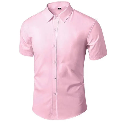 Chemise noire à manches courtes pour hommes de style coréen Chemise de travail professionnelle pure décontractée et formelle Effet amincissant