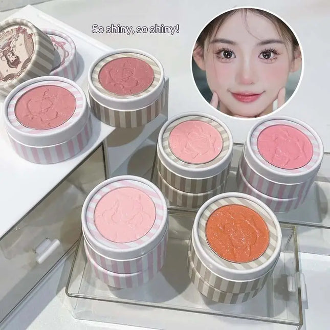 HERORANGE Dimensional Matte Shimmer Retro Almonds Blusher Rouge Enhancing Embossed Blush Fine Powder Monochrome Smooth Makeup