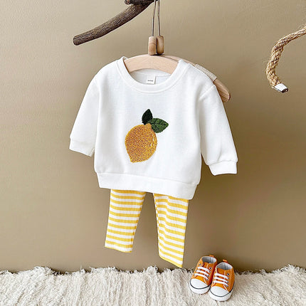 0-3Y Baby Girl Clothing Toddler Boys Sets Infant Suit Long Sleeved Pullover Shirt Cotton Newborn Baby Clothes Fruit Embroidery