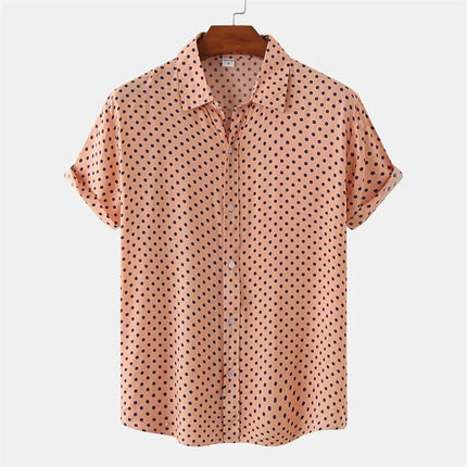 Fashion Solid Colored Dots Hawaiian Shirt Men Casual Short Sleeves Summer 3d Printed Button Blouse Tops Street Button Shirts