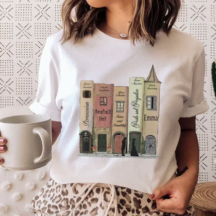 Books Cats Tarot Vintage Tee Fashion T-shirts New Women Summer Tshirt Top Lady Print Female Clothes Short Sleeve Graphic T-Shirt