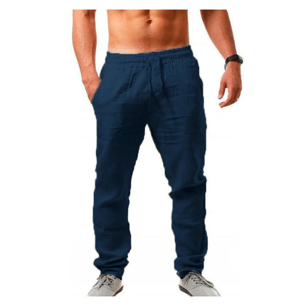 2025 New Men Spring Summer Quality Trousers Mens Cotton Hemp Breathable Comfortable Casual Home Straight Pants Linen Men's Pants