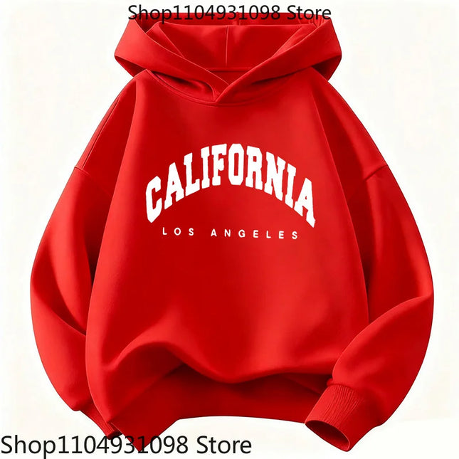 Kids Fashion Hoodie, Los Angeles California Letter Cat Graphic Sweatshirt, Unisex Tops for Boys Girls