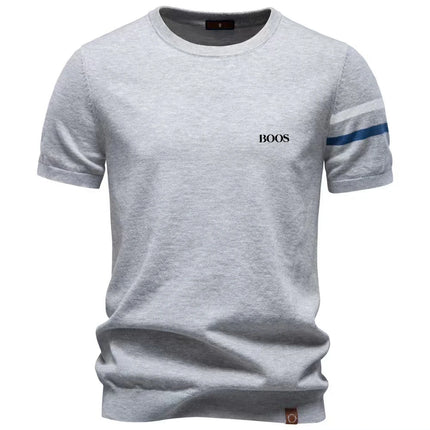 Summer new cross-border pure cotton fashionable men's short sleeved woolen round neck T-shirt men's casual T-shirt Polo shirt
