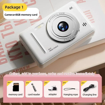 Lenovo 4k Digital Camera Retro CCD 50 Million Pixels Auto Focus Entry-level Camera Dual Camera Flash Student CCD Portable Camera