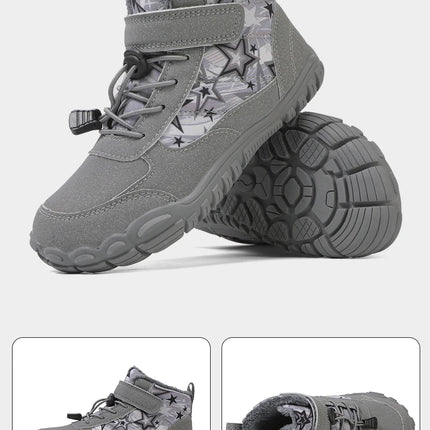 Waterproof Kids Barefoot Snow Boots 2025 New Wide Toe Winter Warm Fur Lined Shoes for Boys Girls Cold Weather Outdoor Sneakers