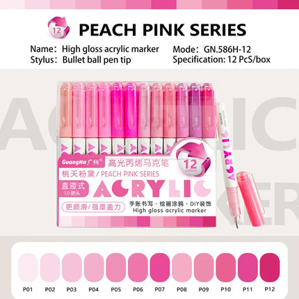 Guangna 168/72 Colors High Gloss Acrylic Marker Pen Set,Hard Headed Drawing Pens,Professional-Grade Paint Pen for DIY Graffiti