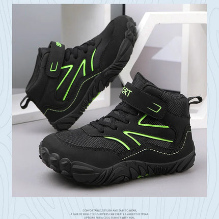 Wide-toe Kid Barefoot Boots Autumn Winter Waterproof Children Hiking Shoes Girls Boys Non-Slip Athletic Walk Trekking Sneakers