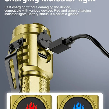 Mini 3 LED Flashlight With Pen Clip Portable Brightness,Rechargeable Waterproof Emergency Spotlight Outdoor Night Walking Torch