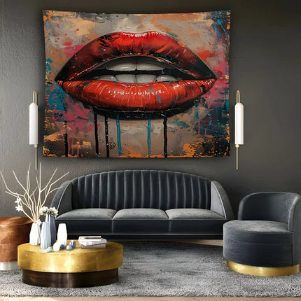 Lipstick decorating lip picture Digital printing polyester wall hanging tapestry decorative Living room bedrooms background gift
