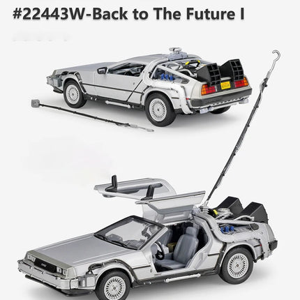 WELLY 1:24 Diecast Alloy Model Car DMC-12 delorean back to the future Time Machine Metal Toy Car For Kid Toy Gift Collection