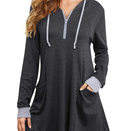 Autumn Loose-fit Hooded Color Blocking Long Sleeve Women's T-shirt Pullover Autumn Collection Casual Fashion Top