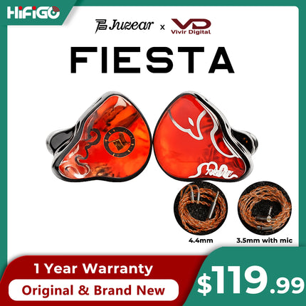 HiFiGo Juzear x Vivir Digital Fiesta 1DD+3BA IEM HiFi Hybrid In-ear Monitor Earphones with 3.5mm Mic+4.4mm Dual Cable